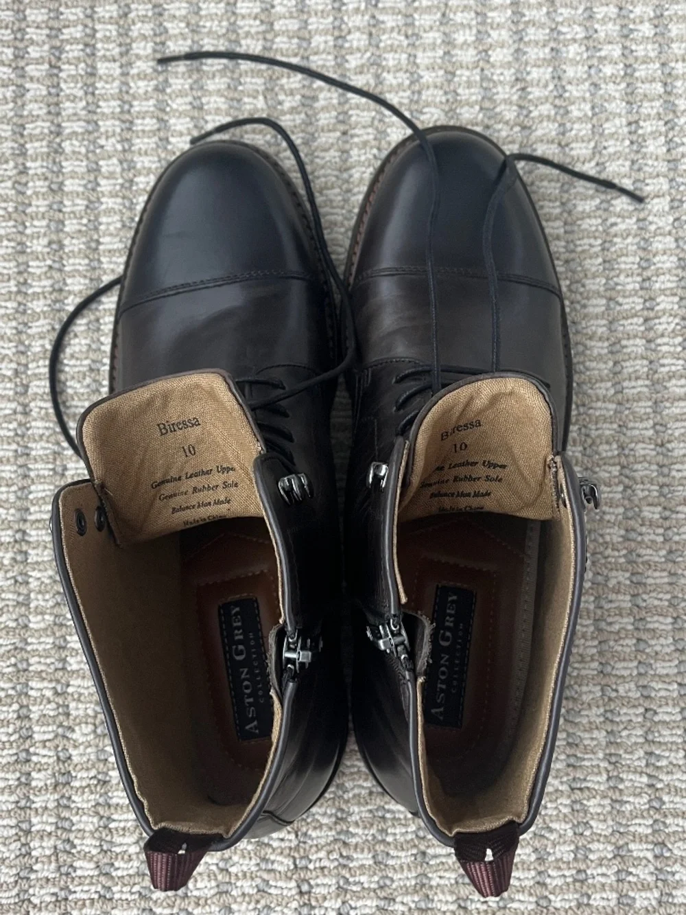 NWT Aston Grey Biressa Leather Boots Size 10